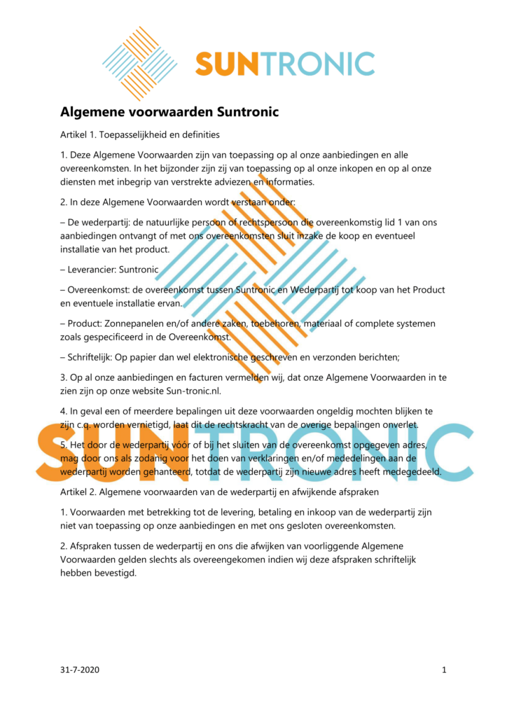 Concreet wijsvinger Brandewijn Algemene voorwaarden – Suntronic